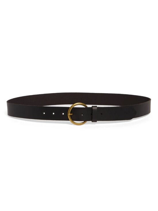 Frye Black Leather Belt Gold O-Ring Buckle Size L 36 NWT 1.25\